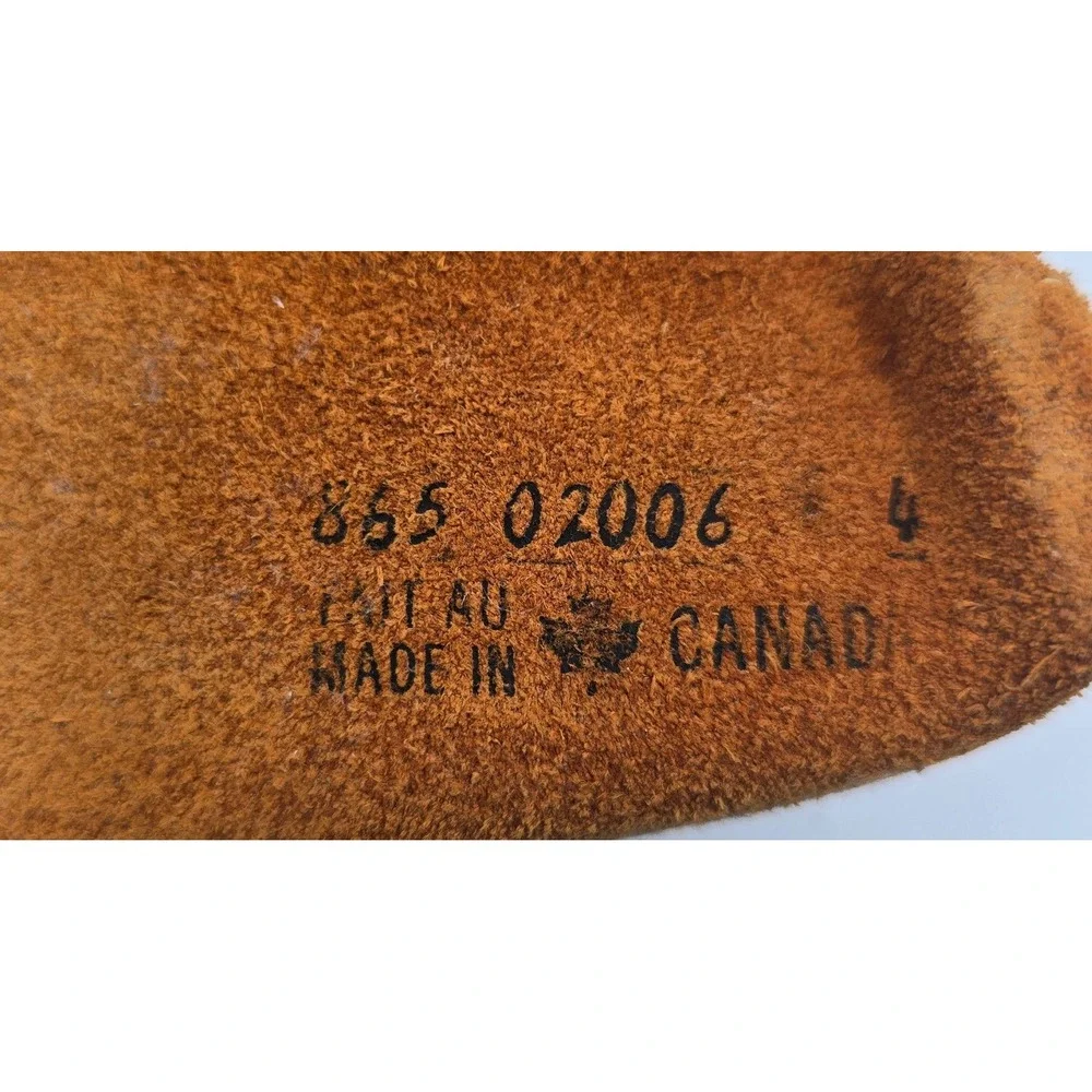 Vintage Animoc Indian Moccasins Baby Suede Booties Size 4 Tan Fringe with Box